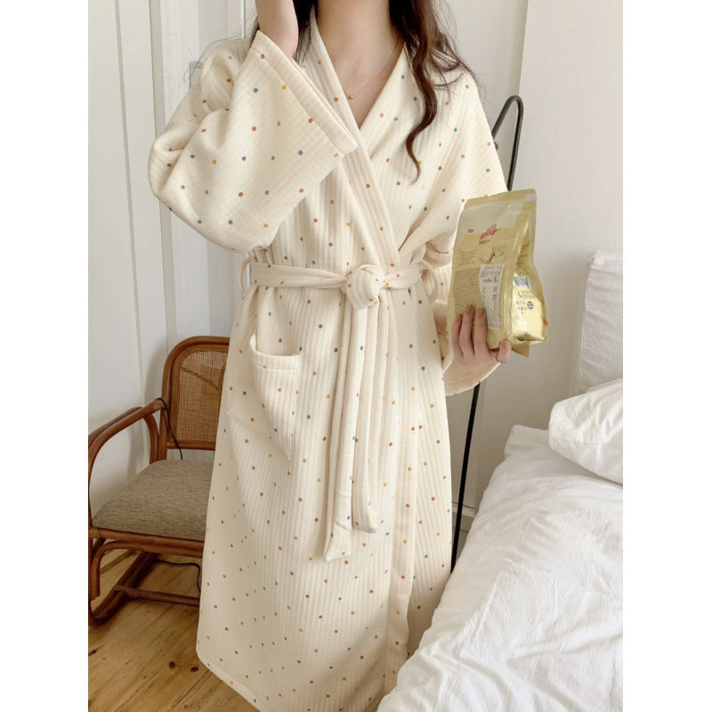 Genevieve | Womens Dressing Gown Cotton Loungewear Robe Nightwear