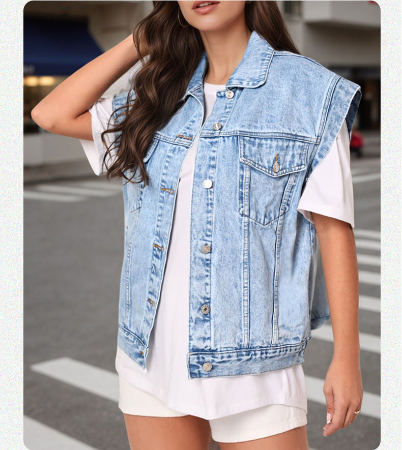 Beatrice | Womens Sleeveless Denim Gilet Jacket