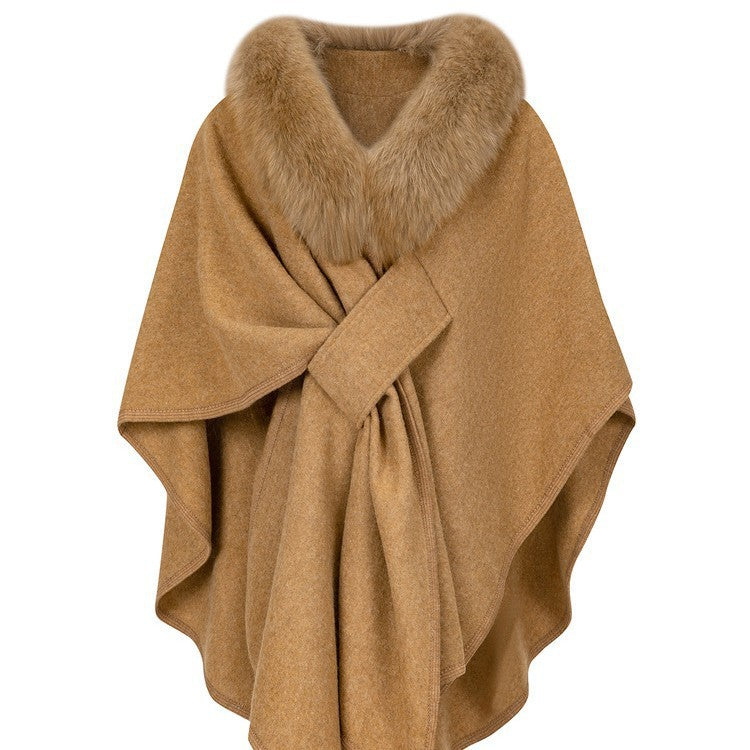 Sabine | Womens Shawl Cape Faux Fur Poncho Wrap