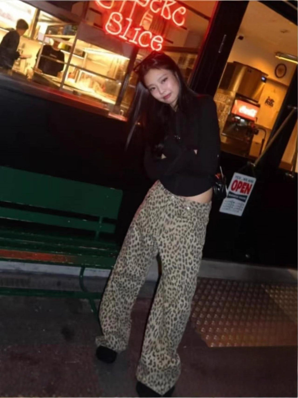 Esmee | Womens Wide Leg Jeans High Waisted Leopard Print Straight Leg Denim