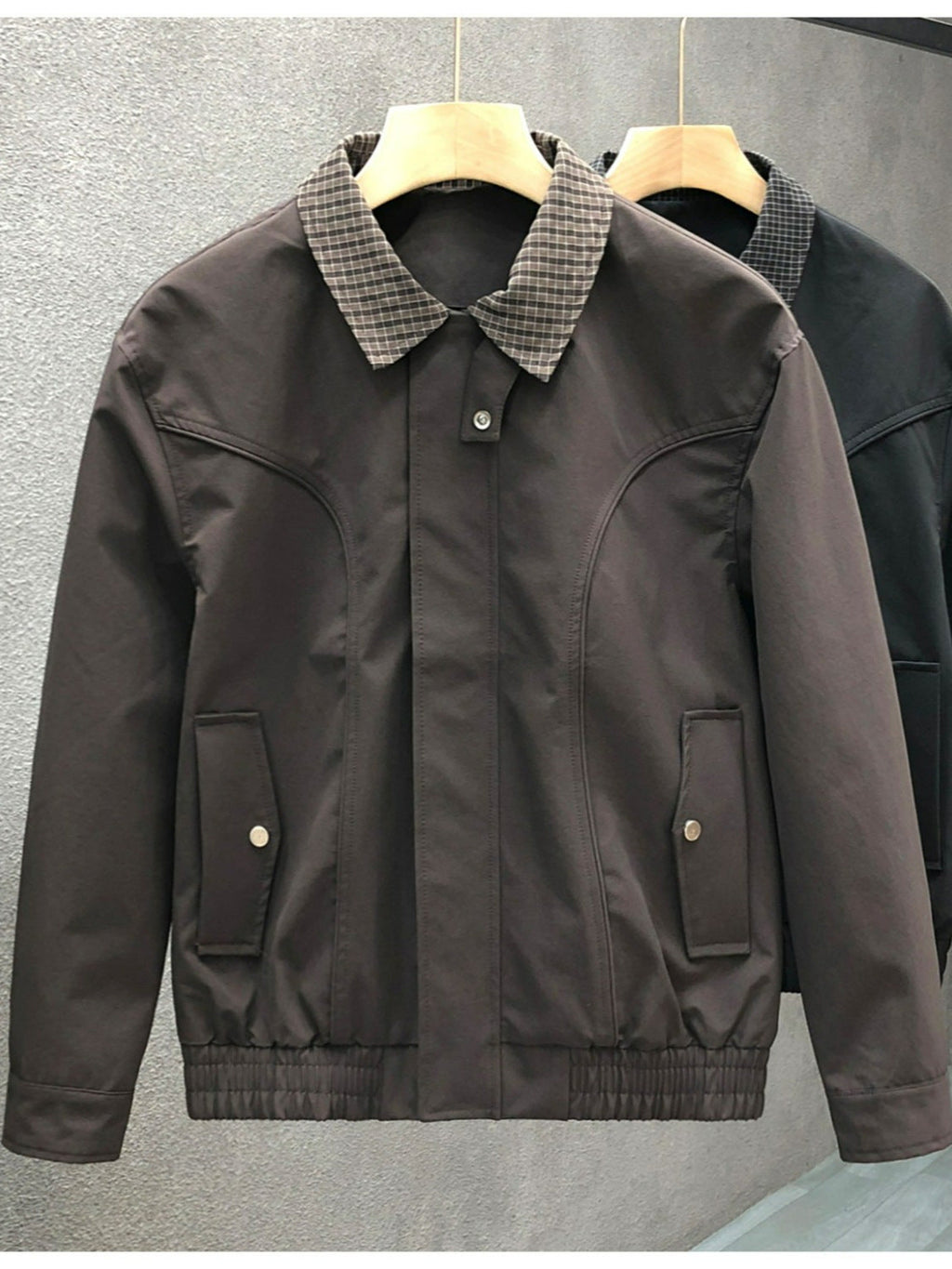 Xanthe | Mens Harrington Jacket Check Collared Bomber Workwear Jacket