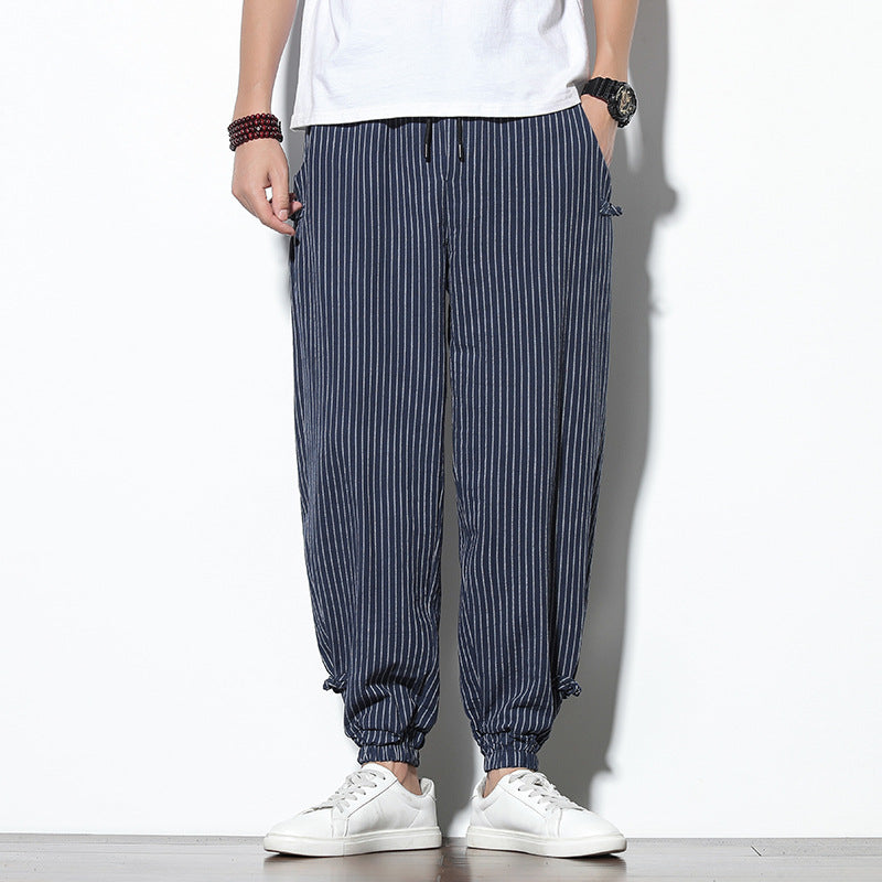 Roderick | Mens Linen Trousers Cotton Casual Tapered Trousers - 9