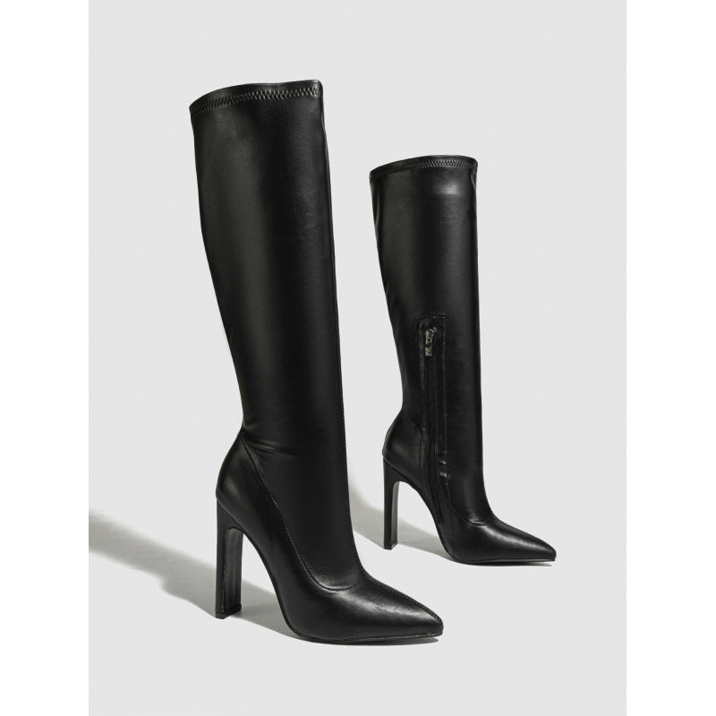 Verity | Womens Knight Boots Pointed Toe Stiletto Heel Ankle Boots