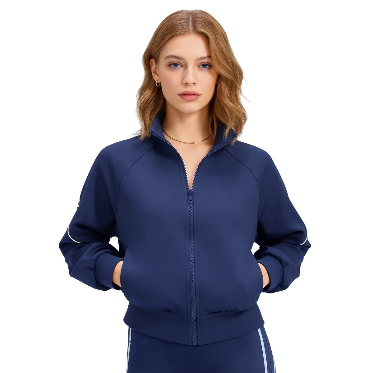 Eloise | Womens Sports Jacket Fleece Lined Stand Collar Yoga Running Activewear Top