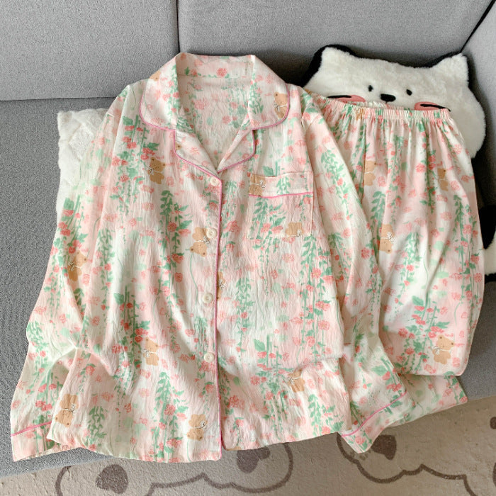 Rosalind | Womens Long Sleeve Button Up Cotton Pyjama Set Loungewear