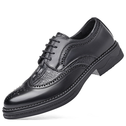 Baxter | Mens Leather Brogue Business Formal Casual Wedding Shoes - 1