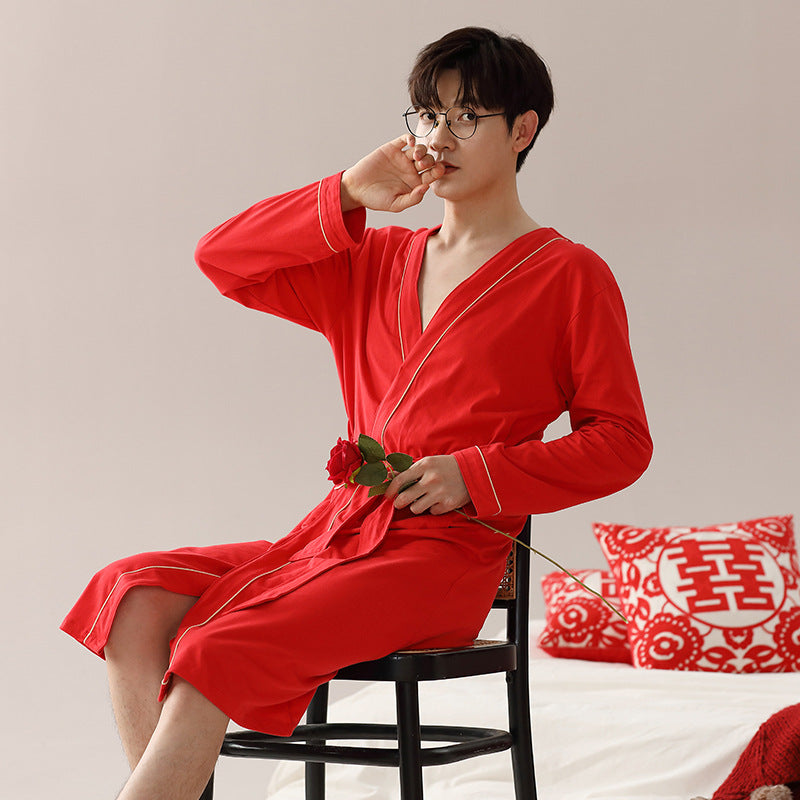 Cassian | Mens Dressing Gown Cotton Bathrobe Robe Loungewear