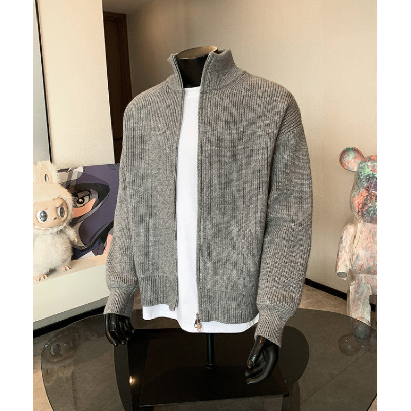 Tobias | Mens Cardigan Zip Knitted Stand Collar Casual Jacket - 4