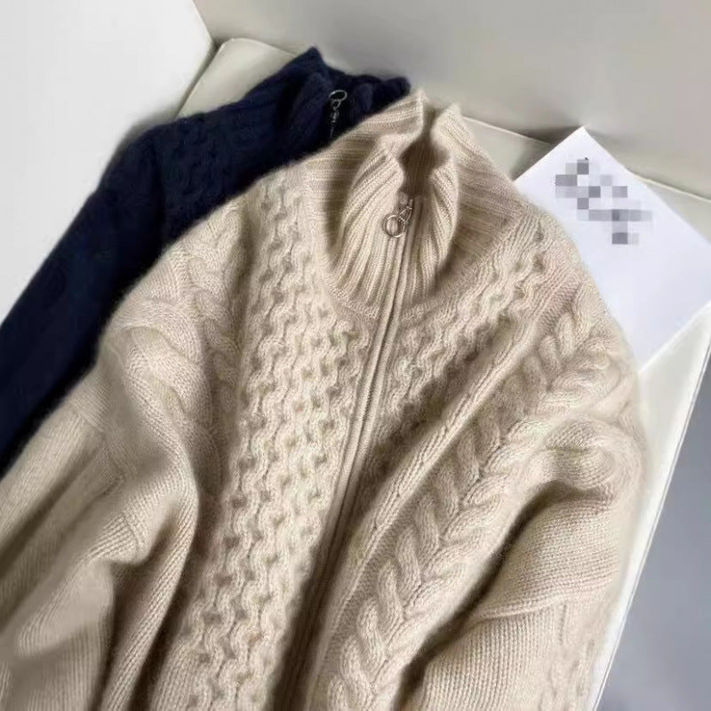 Rufus | Womens Cardigan Knitted Jumper Zip Turtleneck Sweater Jacket - 4