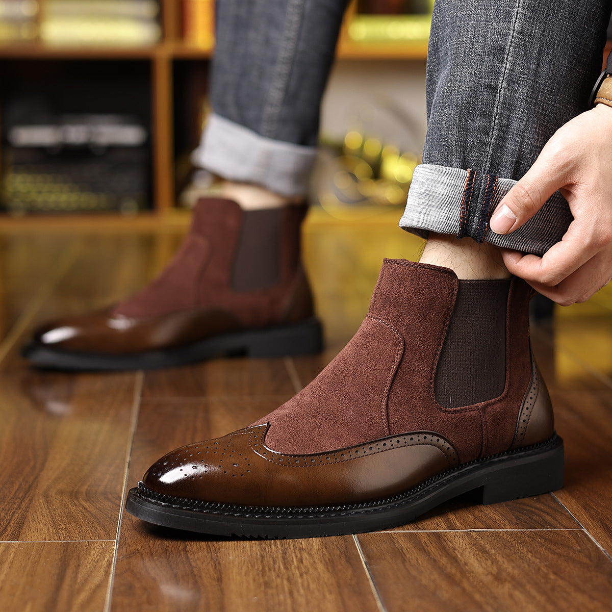 Finnian | Mens Chelsea Leather Retro British Ankle Boots - 5