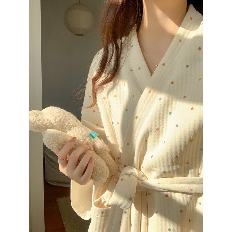Genevieve | Womens Dressing Gown Cotton Loungewear Robe Nightwear