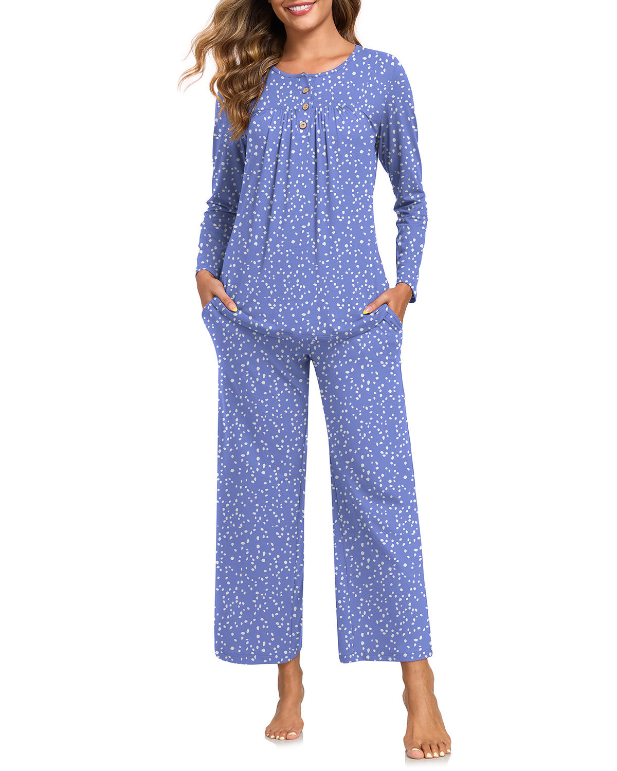 Harriet | Womens Long Sleeve Pyjama Set With Pockets Loungewear