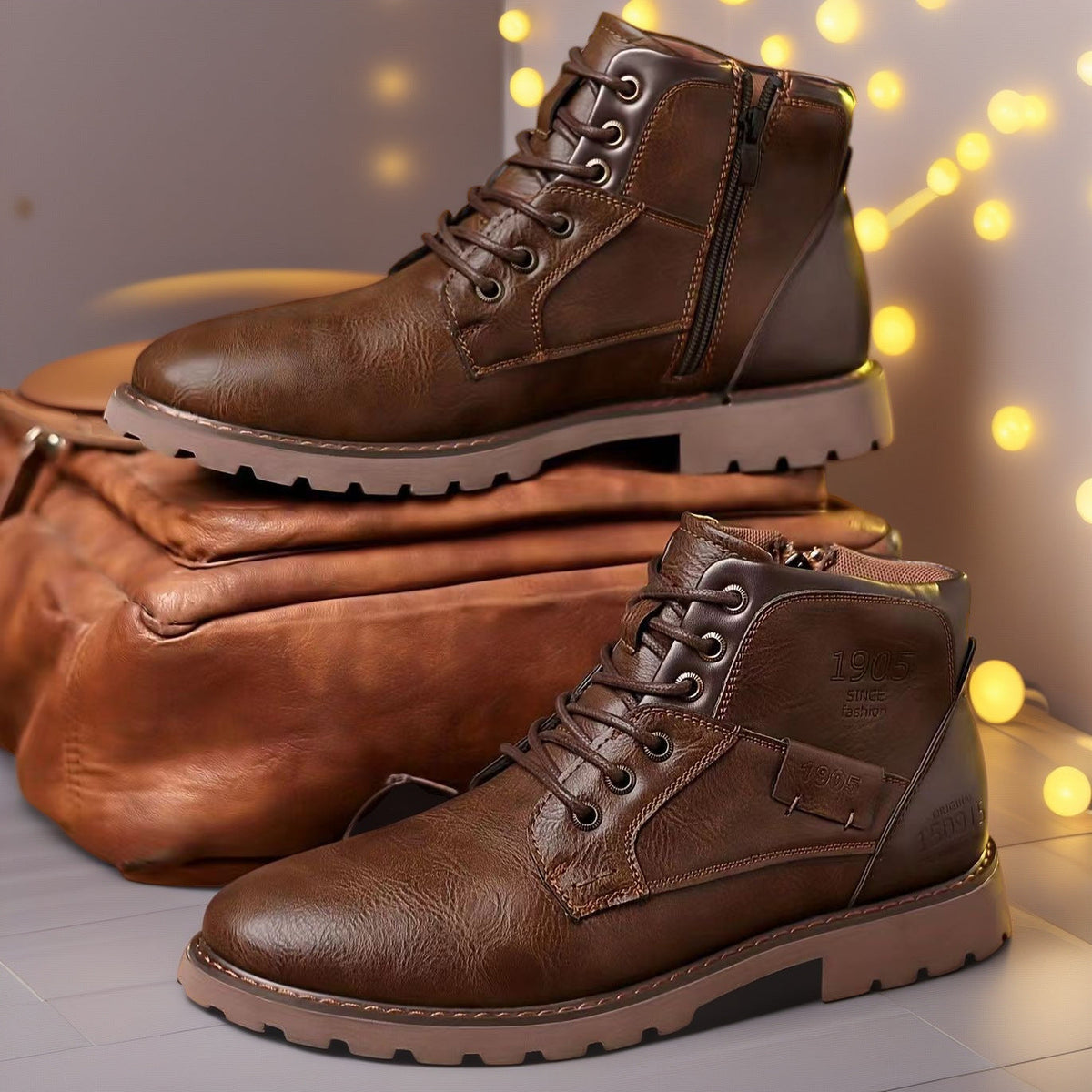 Ulf | Mens Work Boots Ankle Zip Up Desert Boots - 3