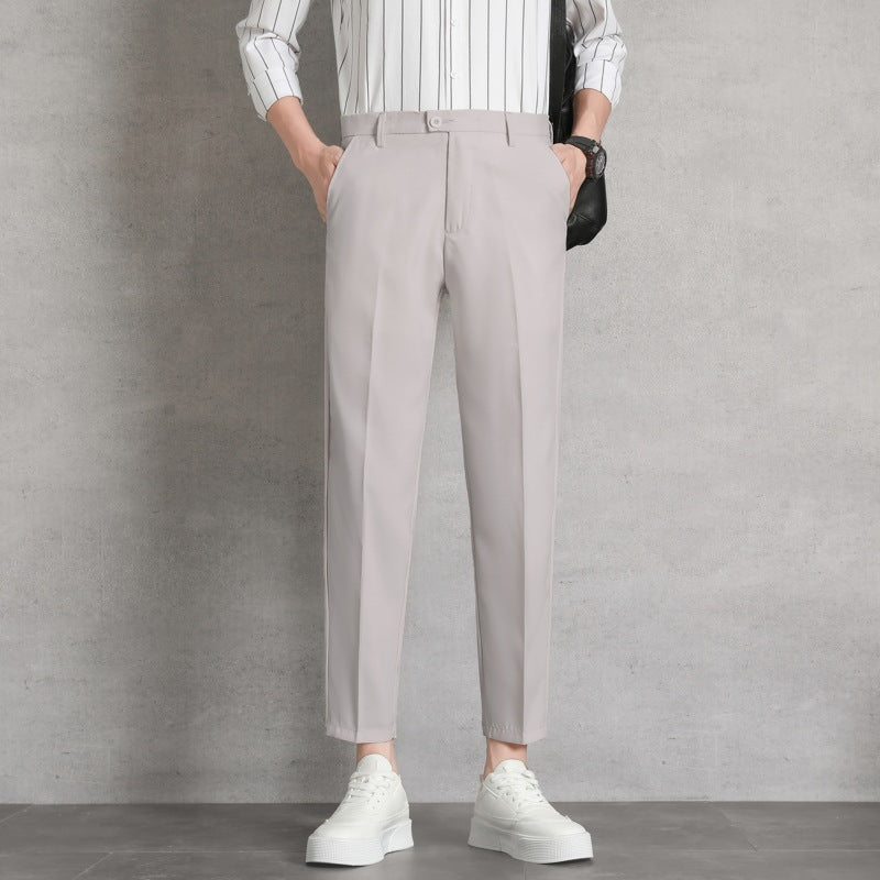 Lachlan | Mens Trousers Slim Fit Straight Leg High Waisted Smart Casual Pants