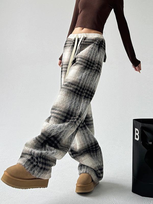 Yannick | Womens Wide Leg Fleece Lined Checked Winter Trousers - 4