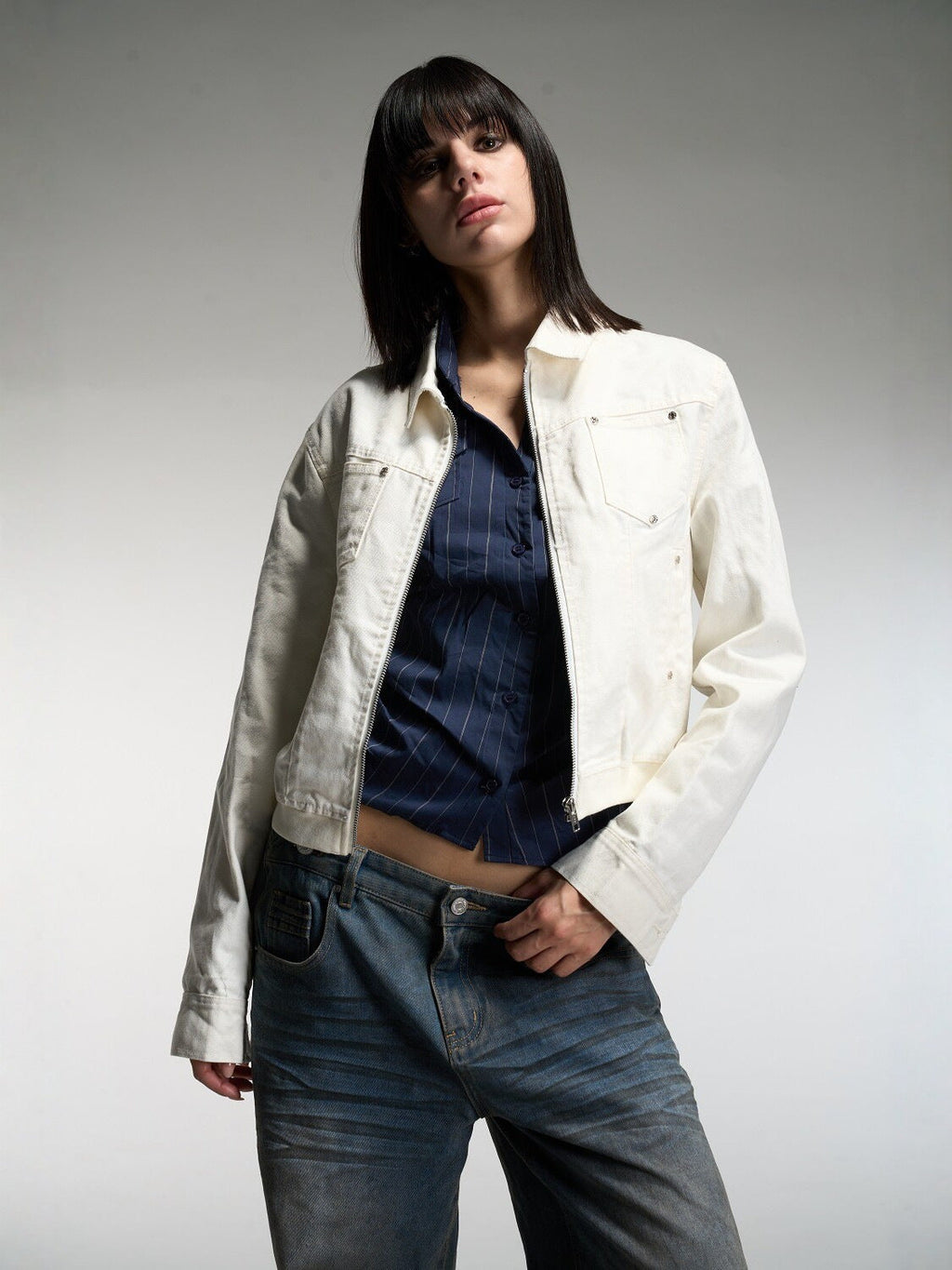 Freya | Womens Cropped Vintage Denim Jacket