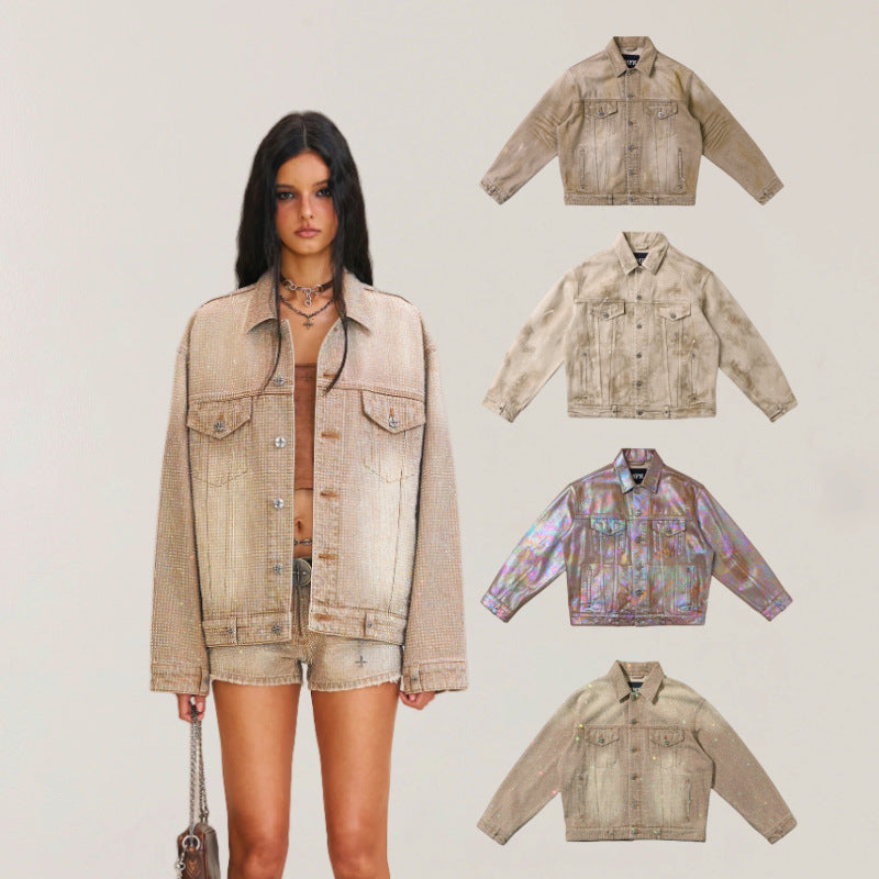 Verity | Womens Embellished Oversized Denim Jacket