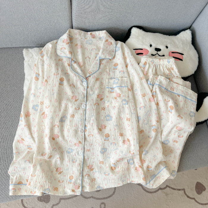 Rosalind | Womens Long Sleeve Button Up Cotton Pyjama Set Loungewear