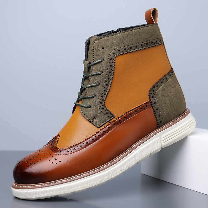 Blythe | Mens Leather Lace Up Combat Military Mid Calf Boots - 8