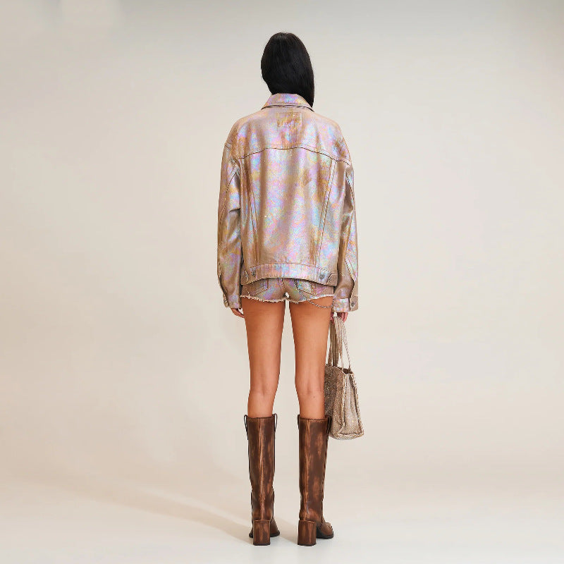 Verity | Womens Embellished Oversized Denim Jacket