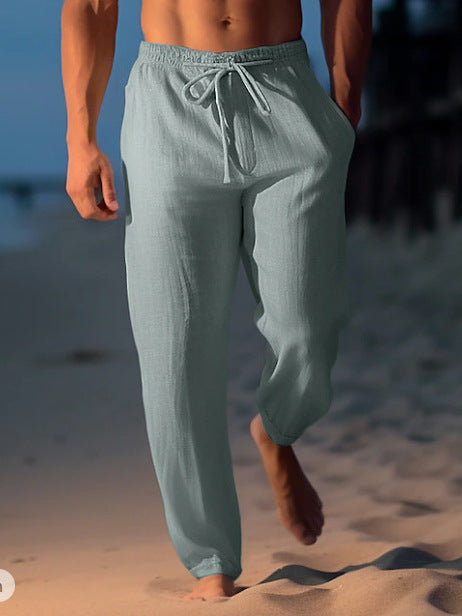 Magnus | Mens Linen Straight Breathable Casual Summer Lightweight Trousers - 2
