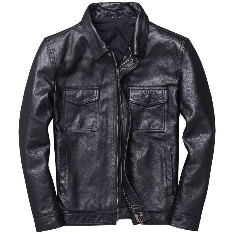 Garrick | Mens Leather Jacket Stand Collar Motorcycle Biker Jacket - 8