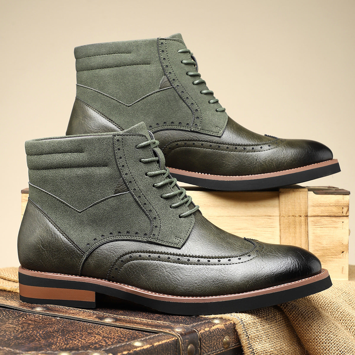 Nikolai | Mens Boots Leather Ankle Boots British Retro Casual Boots - 9