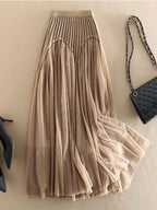 Briony | Womens Skirt A Line Pleated Mesh Midi Skirt