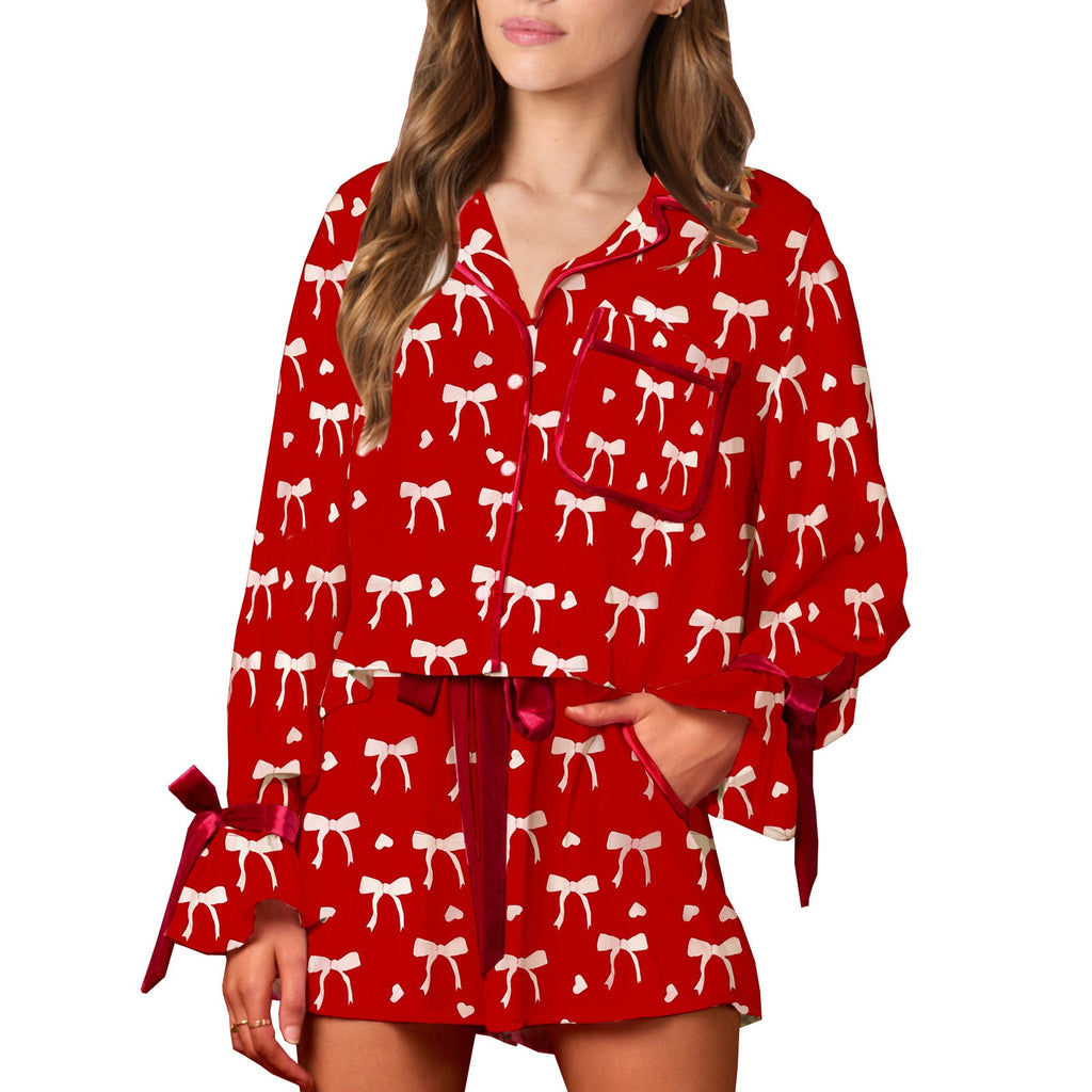 Florence | Womens Printed Long Sleeve Pyjama Shorts Set