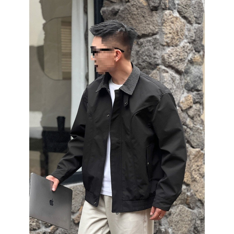 Xanthe | Mens Harrington Jacket Check Collared Bomber Workwear Jacket