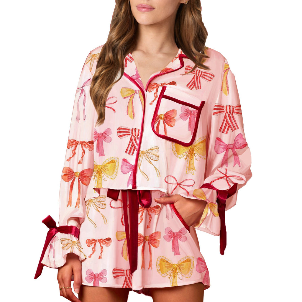 Florence | Womens Printed Long Sleeve Pyjama Shorts Set