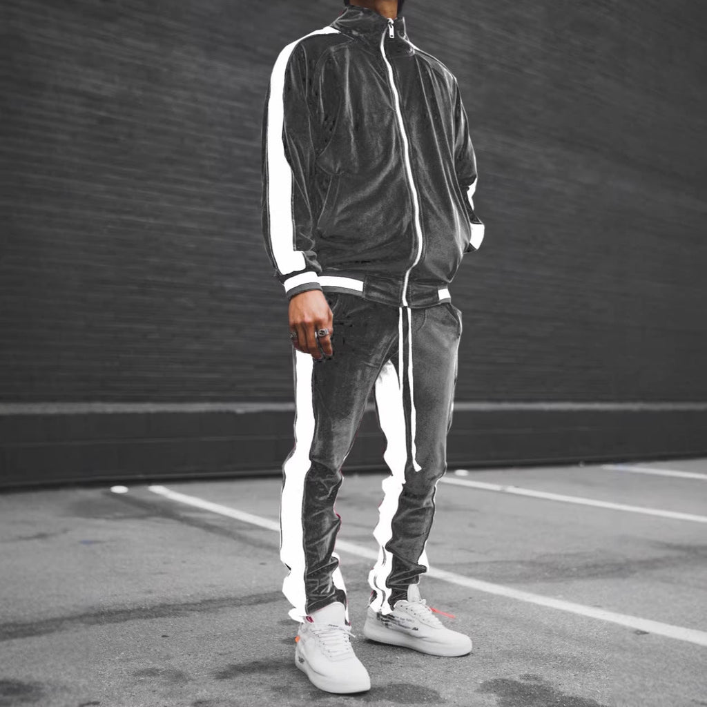 Anouk | Mens Tracksuit Velvet Two Piece Set Jacket Joggers Loungewear