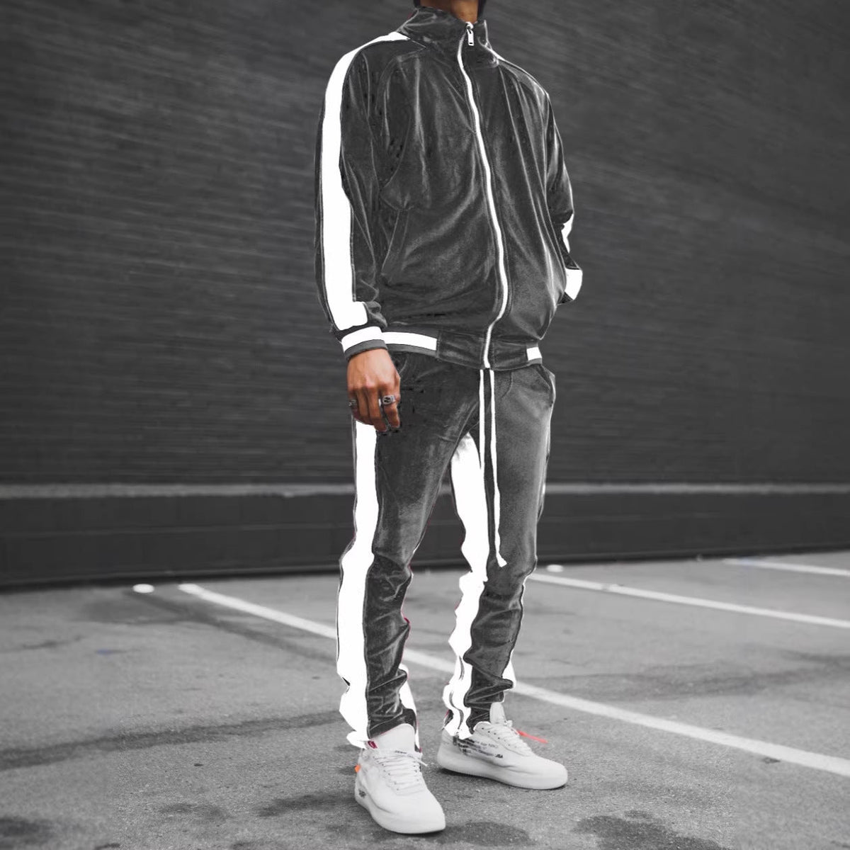Anouk | Mens Tracksuit Velvet Two Piece Set Jacket Joggers Loungewear