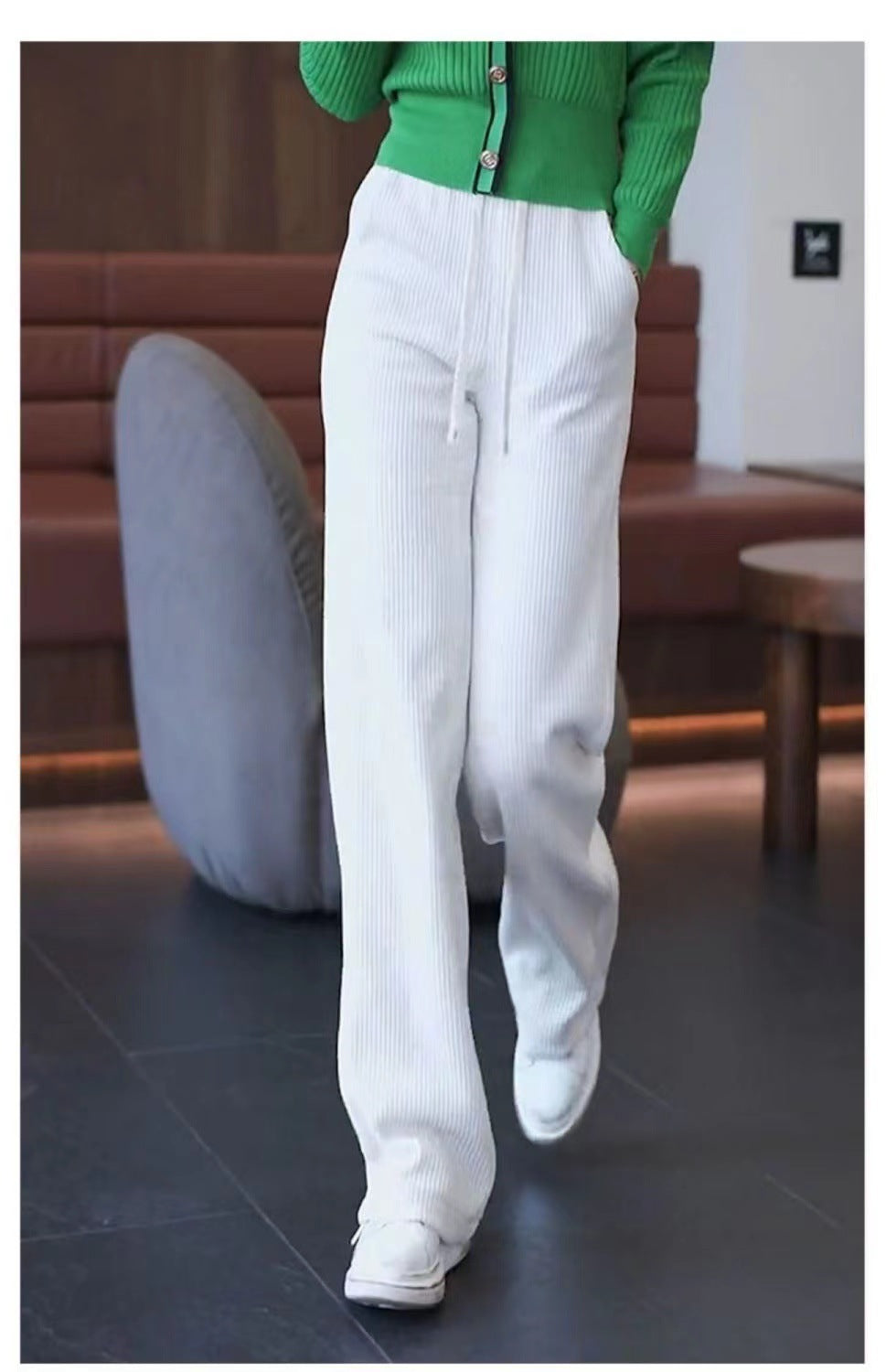 Winifred | Womens Trousers Corduroy Wide Leg High Waisted Casual Pants