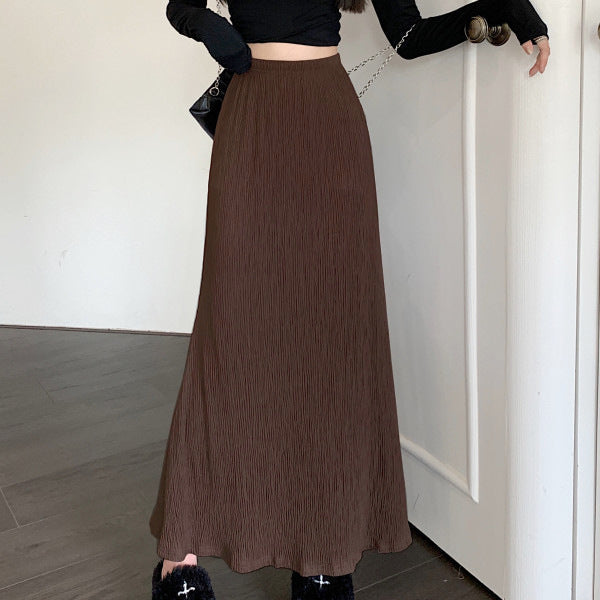Thaddeus | Womens Pleated Skirt A Line Fishtail High Waisted Long Skirt