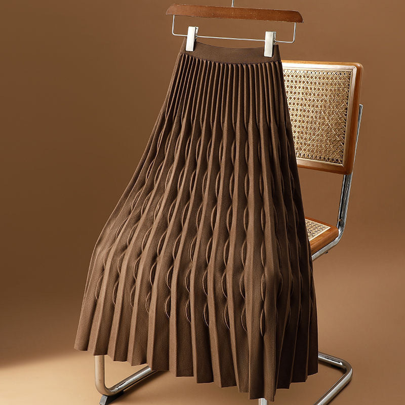 Jarvis | Womens Pleated Skirt A Line High Waisted Knitted Long Skirt