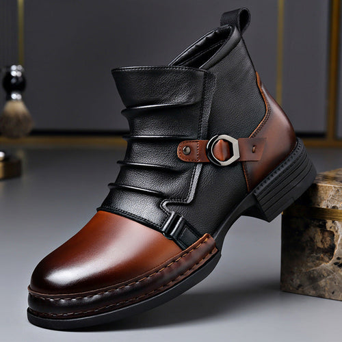 Ambrose | Mens Leather Ankle Boots Biker Boots High Top Boots - 1