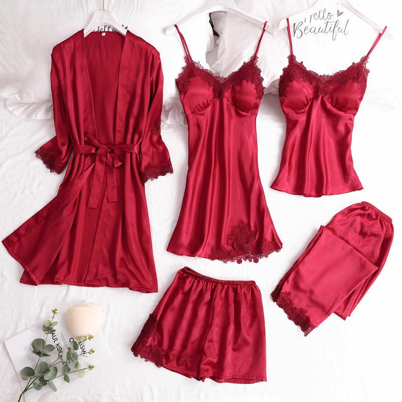Beatrice | Womens Satin Cami Robe Lounge Set
