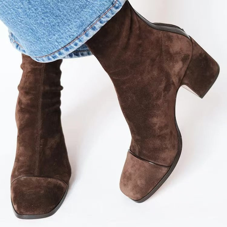 Fenella | Womens Knee High Suede Heeled Winter Long Boots - 2