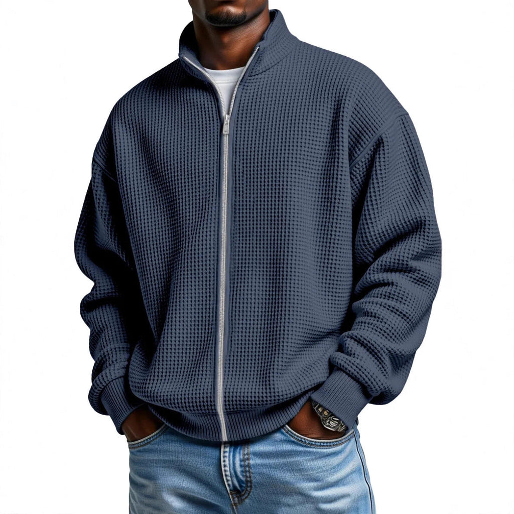 Ivor | Mens Waffle Jacket Stand Collar Zip Up Casual Jacket