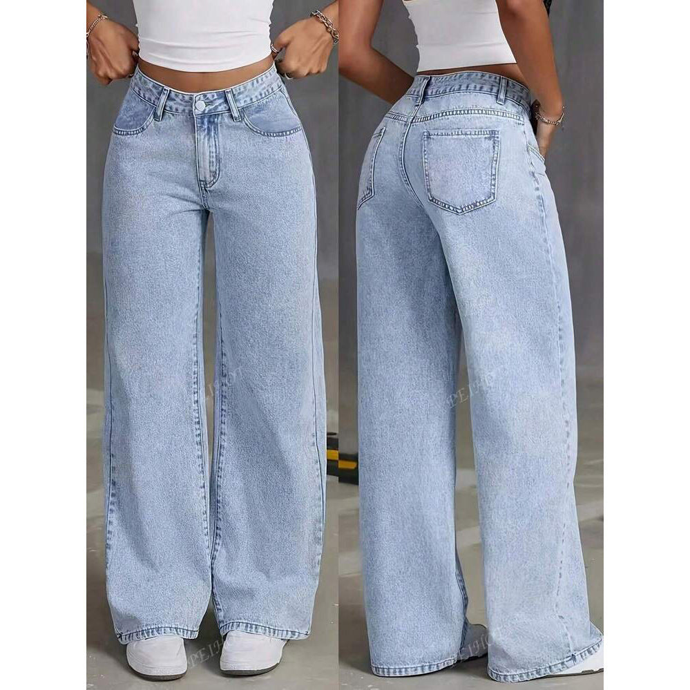 Giselle | Womens Jeans Straight Leg High Waisted Wide Leg Stretch Denim