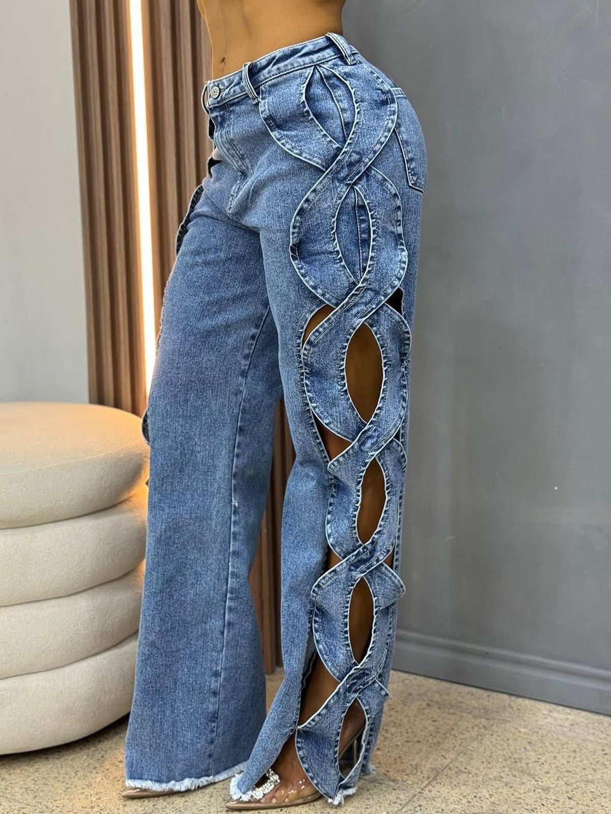 Talia | Womens Jeans Patchwork High Waisted Denim
