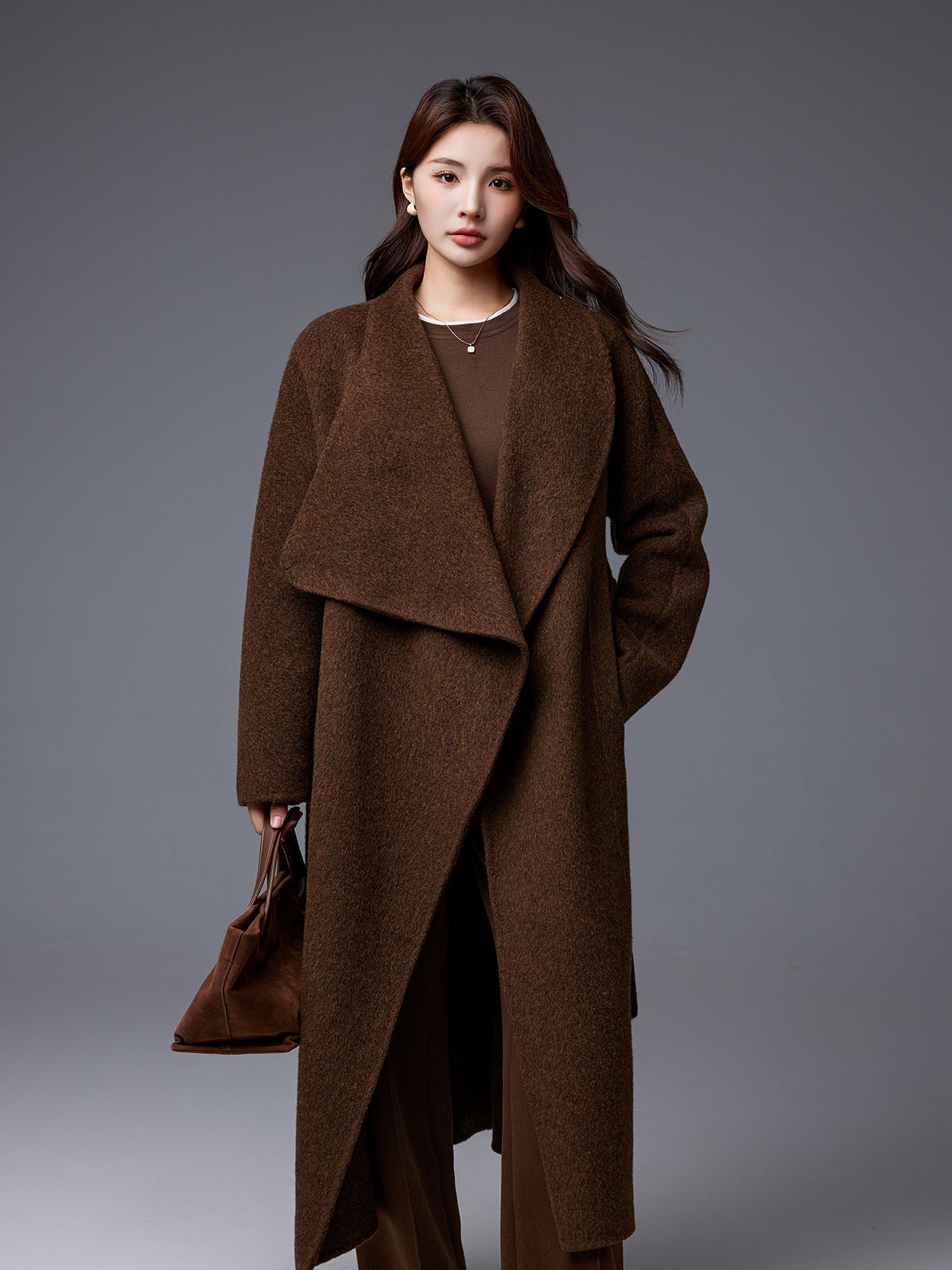 Nadia | Womens Wool Coat Long Stand Collar Winter Overcoat