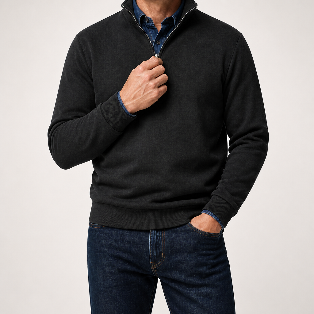 Abel | Half Zip Fleece Mens Sweatshirt, Black