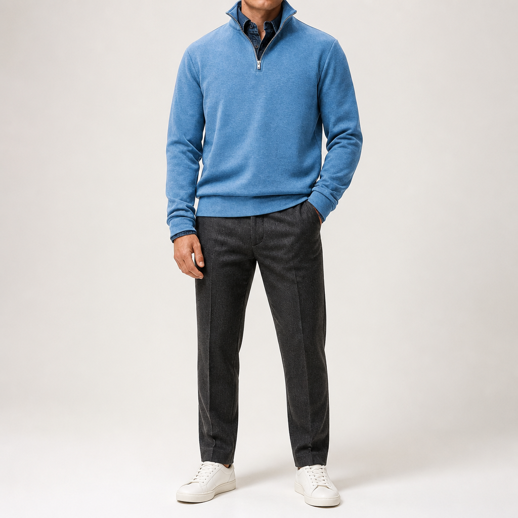 Abel | Half Zip Fleece Mens Sweatshirt, Blue