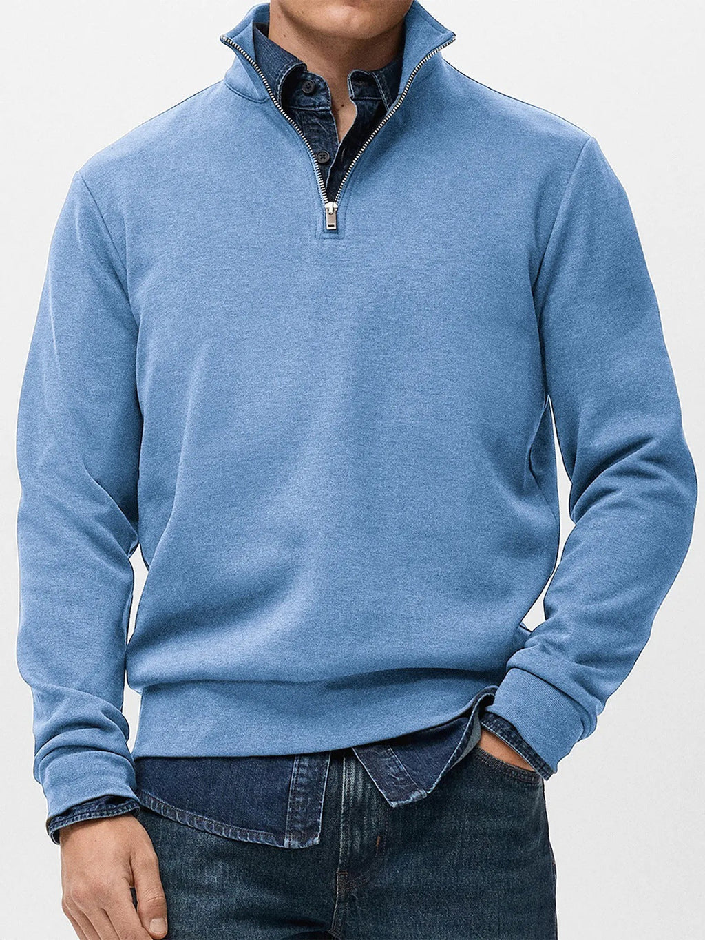 Abel | Half Zip Fleece Mens Sweatshirt, Blue