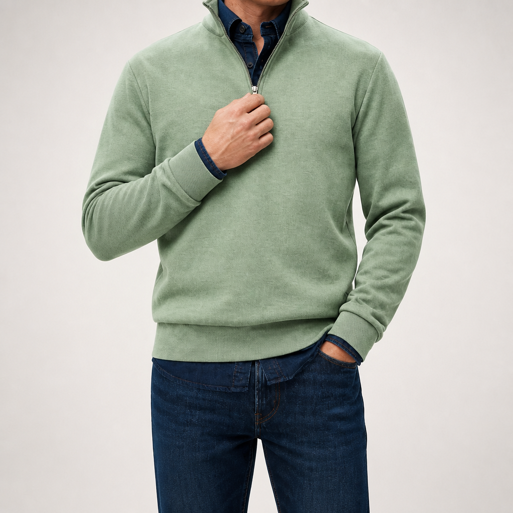 Abel | Half Zip Fleece Mens Sweatshirt, Green