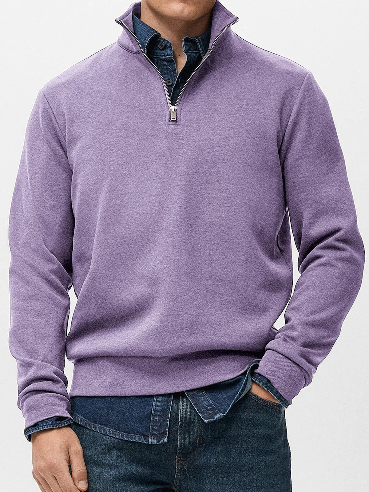 Abel | Half Zip Fleece Mens Sweatshirt, Purple