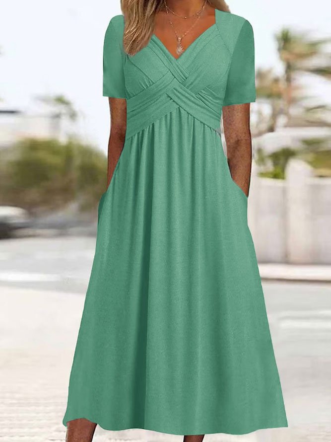 Adaline | Womens Short Sleeve Wrap Waist Long Maxi Wedding Guest Summer Dresses - 1