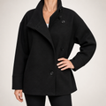 Adelaide | Womens Wool Blend Stand Collar Warm Winter Jacket, Black